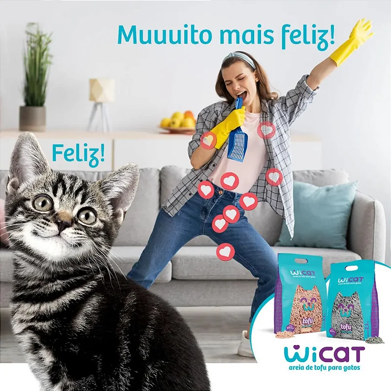 Areia de Gato Higiênica Biodegradável de Tofu Fragrância de Pêssego 2,1kg Wicat