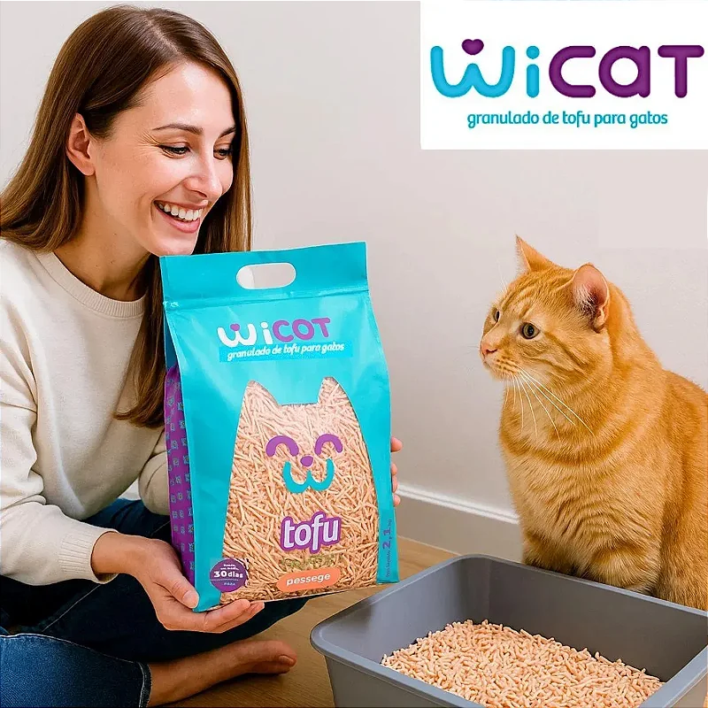 Areia de Gato Higiênica Biodegradável de Tofu Fragrância de Pêssego 2,1kg Wicat