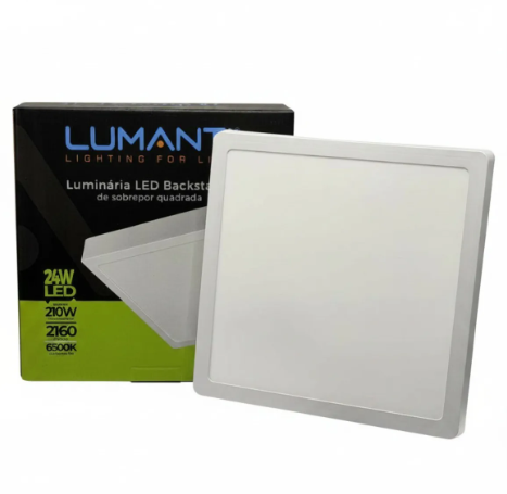 Luminária LED Backstage sobrepor quadrada 24w LED