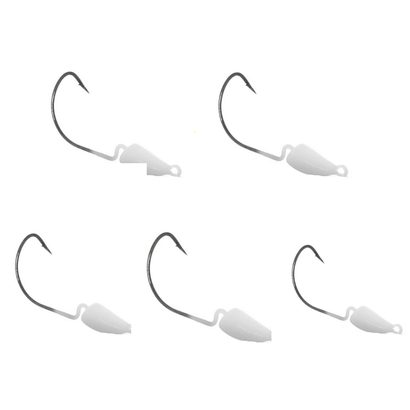 KIT CHUMBADA ANZOL JIG HEAD 2/0 BANANINHA 12G BRANCO 5UN