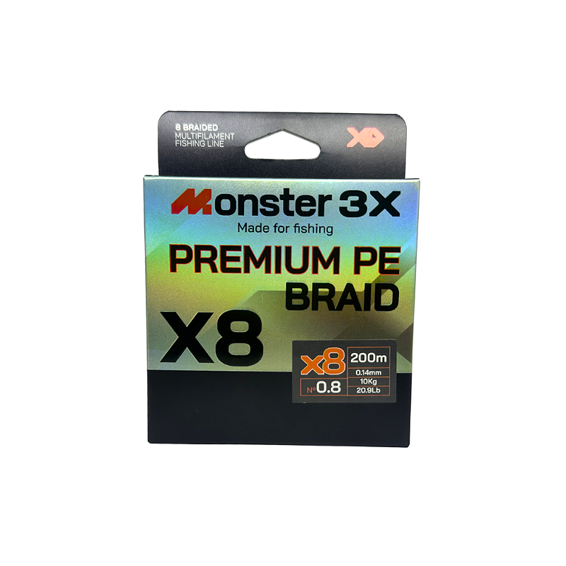 MONSTER 3X LINHA MULTI X8 PREMIUM 0.8 14mm 10kg 20.9lbs 200M