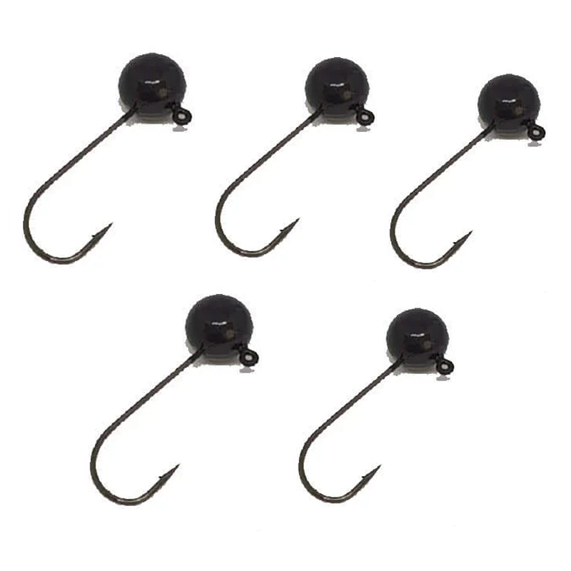 KIT 5 UN CHUMBADA ANZOL JIG HEAD 3/0 90 FACETADA 12G  PRETO