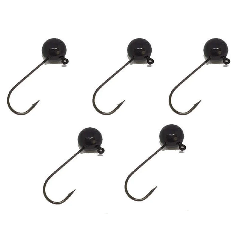 KIT 5 UN CHUMBADA ANZOL JIG HEAD 3/0 90° FACETADA 7G PRETO