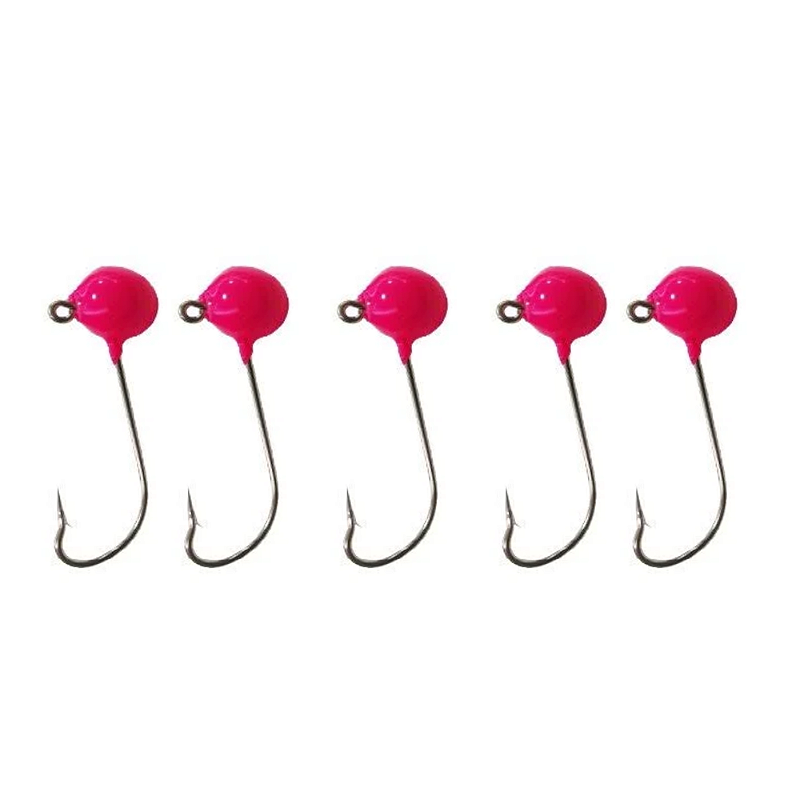 KIT 5 UN CHUMBADA ANZOL JIG HEAD 90 3/0 ESFÉRICO 15G ROSA