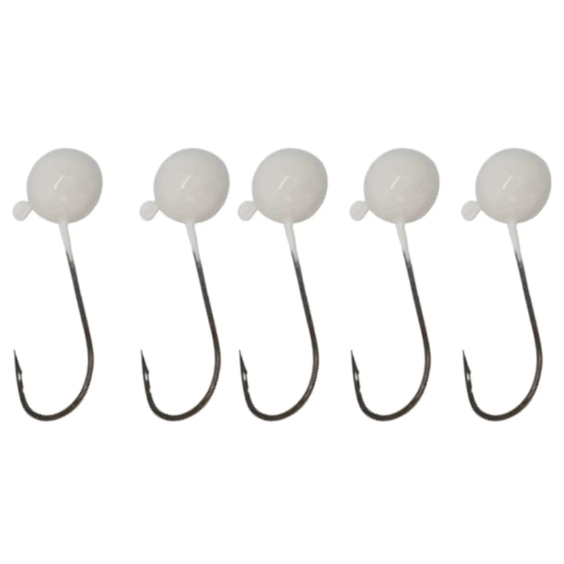 KIT 5 UN CHUMBADA ANZOL JIG HEAD 3/0 90 ESFÉRICO 12G BRANCO