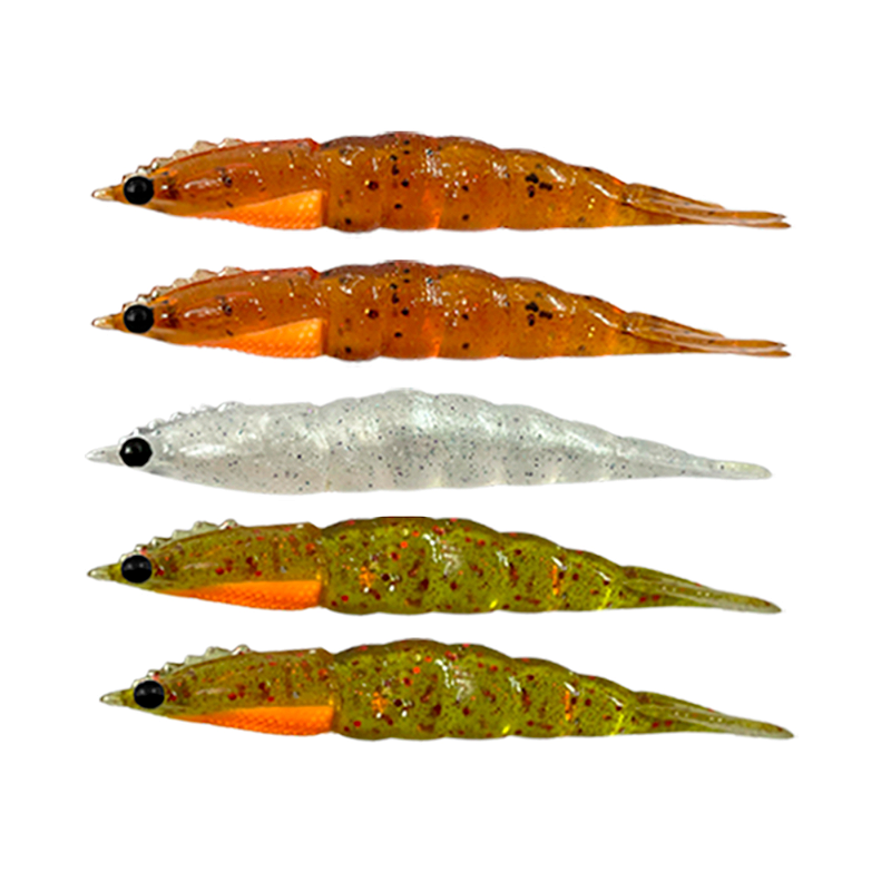 KIT 5 UN ISCA MATADEIRA ARTIFICIAL CAMARÃO ROBALEIRO 6 E 7CM