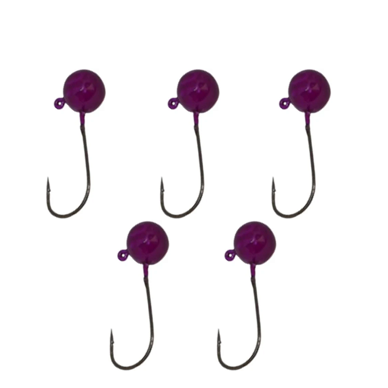 KIT 5 UN CHUMBADA ANZOL JIG HEAD 3/0 60º ESFÉRICA 50G VIOLETA