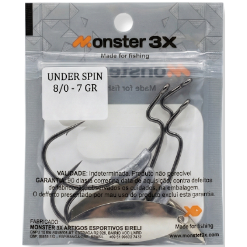 MONSTER 3X ANZOL OFFSET LASTREADO UNDER SPIN PRO 8/0 7G 3UN