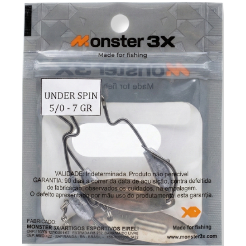 MONSTER 3X ANZOL OFFSET LASTREADO UNDER SPIN PRO 5/0 7G 3UN