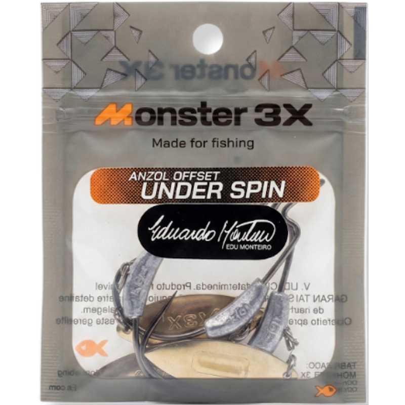 MONSTER 3X ANZOL OFFSET LASTREADO UNDER SPIN PRO 5/0 7G 3UN