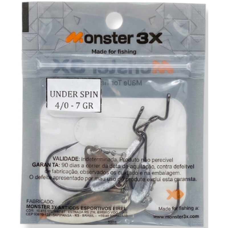 MONSTER 3X ANZOL OFFSET LASTREADO UNDER SPIN PRO 4/0 7G 3UN