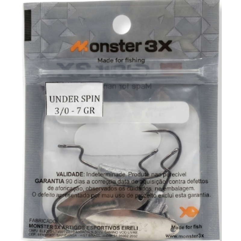 MONSTER 3X ANZOL OFFSET LASTREADO UNDER SPIN PRO 3/0 7G 3UN