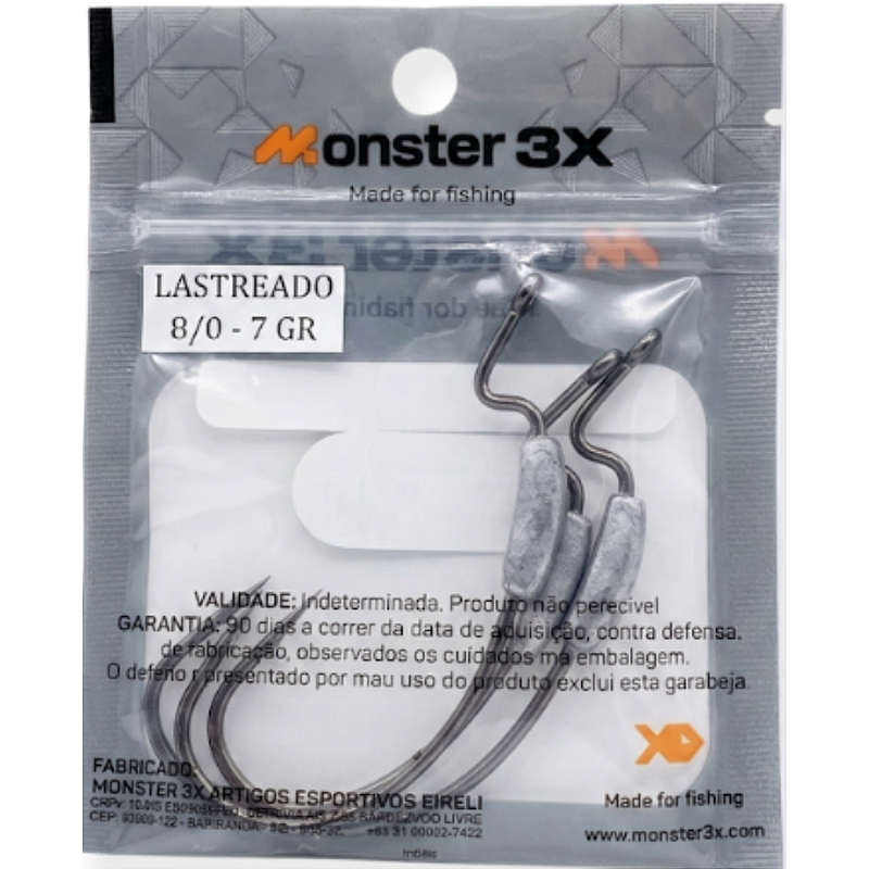 MONSTER 3X ANZOL OFFSET LASTREADO PRO 8/0 7G 3UN