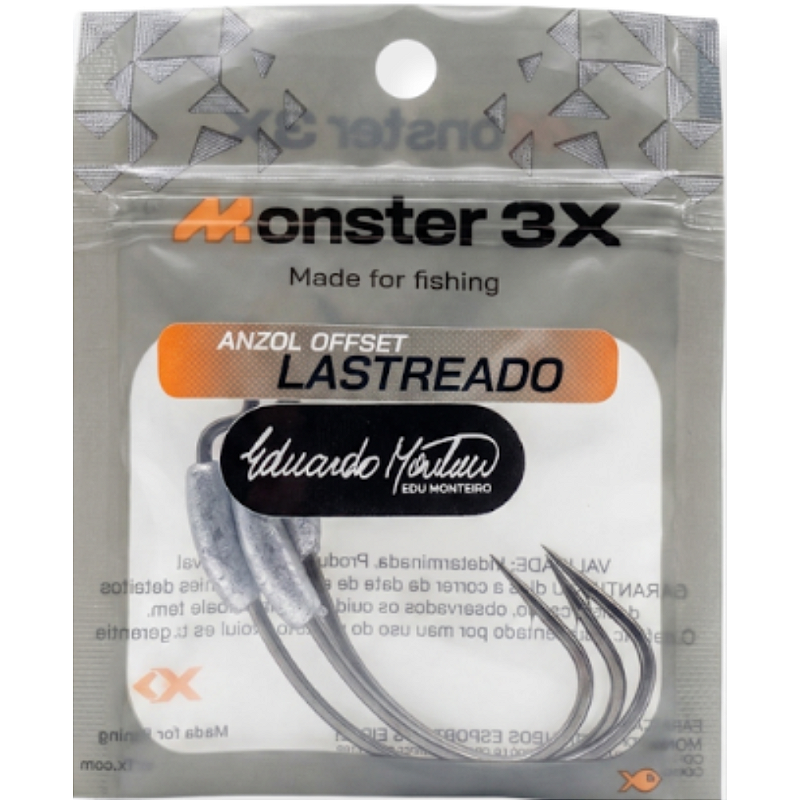 MONSTER 3X ANZOL OFFSET LASTREADO PRO 8/0 7G 3UN