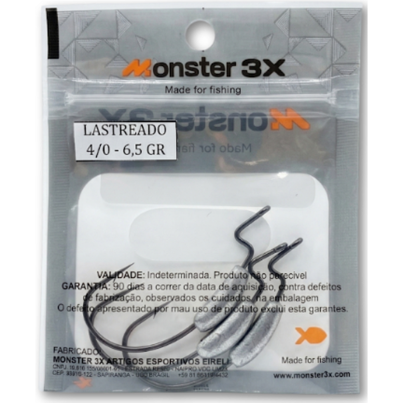 MONSTER 3X ANZOL OFFSET LASTREADO PRO 4/0 6,5G 3UN