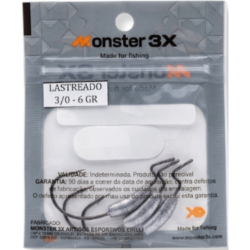 MONSTER 3X ANZOL OFFSET LASTREADO PRO 3/0 6G 3UN