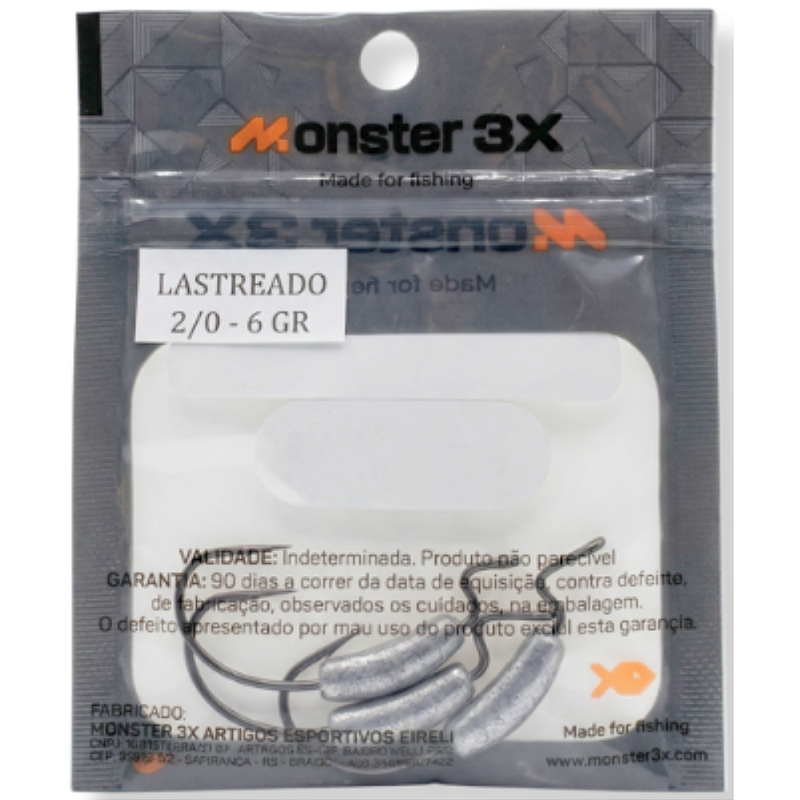MONSTER 3X ANZOL OFFSET LASTREADO PRO 2/0 6G 3UN