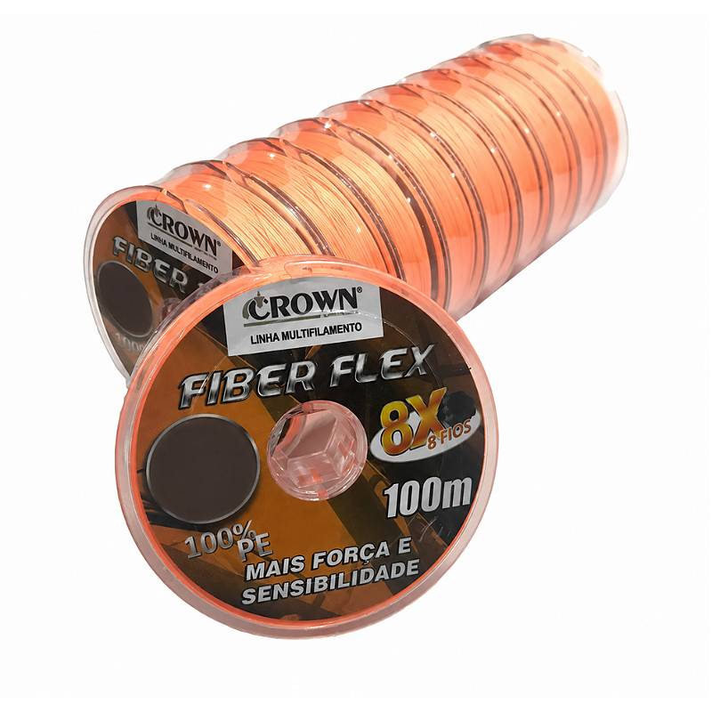 CROWN LINHA MULTI FIBER FLEX 8X ORANGE 50MM 100LB 100M CX 10
