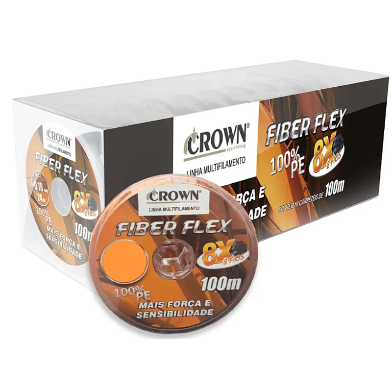 CROWN LINHA MULTI FIBER FLEX 8X ORANGE 35MM 70LB 100M CX 10U