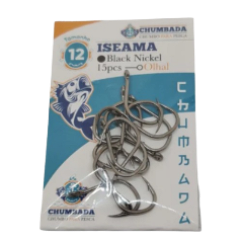 CHUMBADA ANZOL ISEAMA N 12 OLHAL COR PRETO PCT 15UN