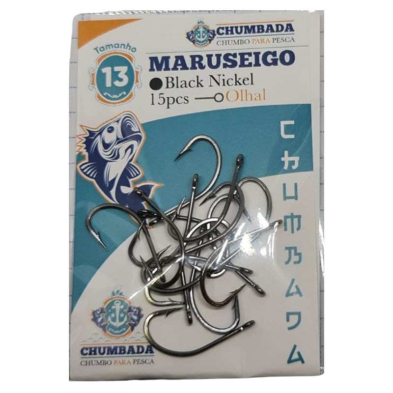 CHUMBADA ANZOL MARUSEIGO N13 OLHAL COR PRETO PCT 15 UN