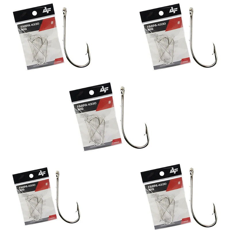 ALBATROZ KIT 5 CARTELAS ANZOL FARPA 4330 NIQ N.2 25UN