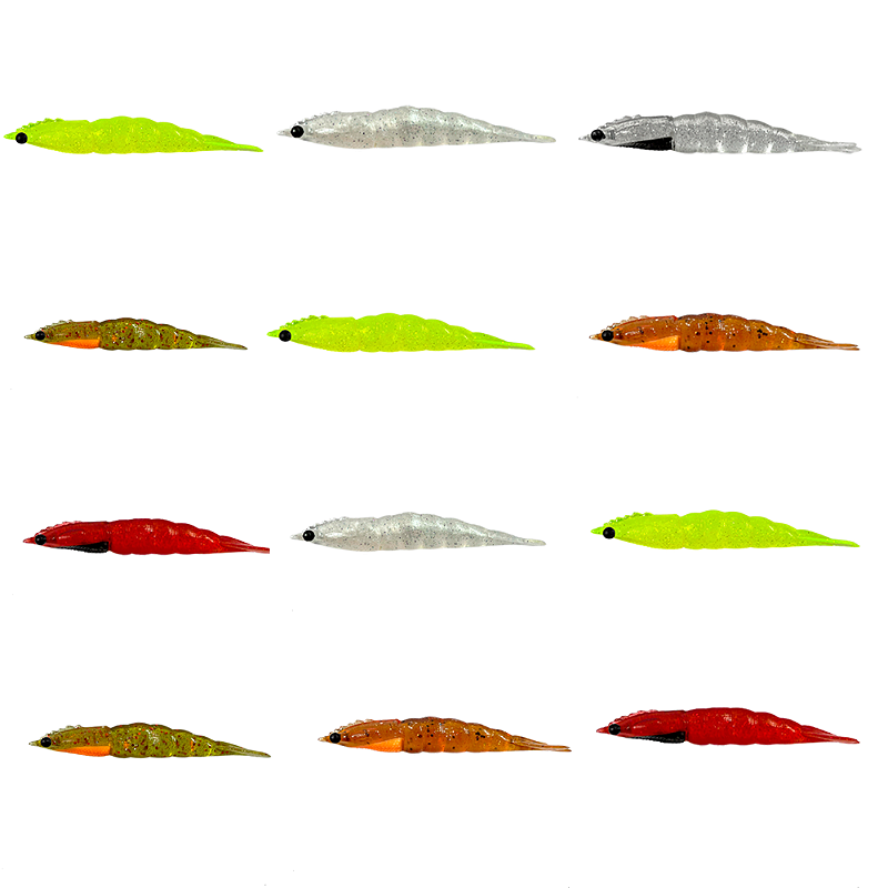 KIT 12UN ISCA ARTIFICIAL CAMARÃO ROBALEIRO 4,8 6,8 7,8 CM