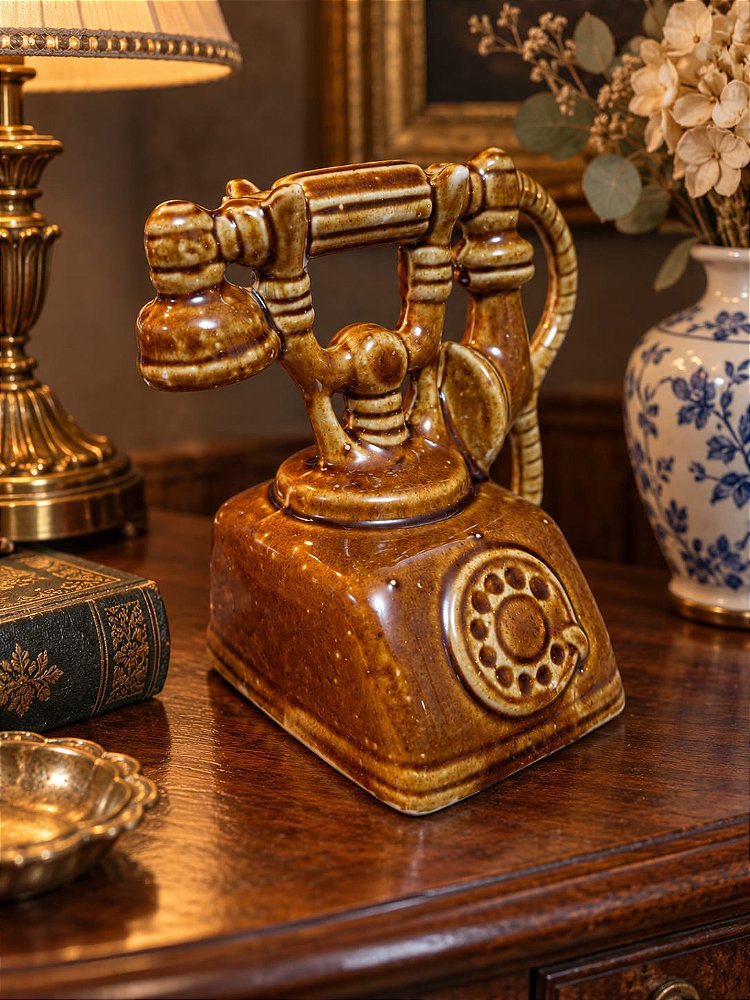 Cinzeiro Vintage em Cerâmica – Telefone Retrô