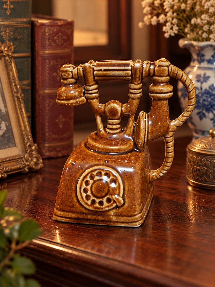 Cinzeiro Vintage em Cerâmica – Telefone Retrô