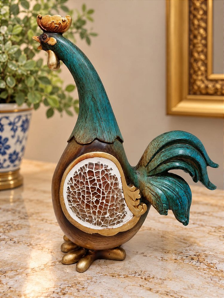 Galo Vintage de Resina com Mosaico – 20 cm