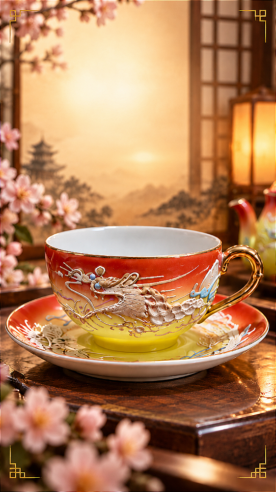 Jogo de Porcelana Japonesa casca de ovo - Japanese Moriage Dragonware