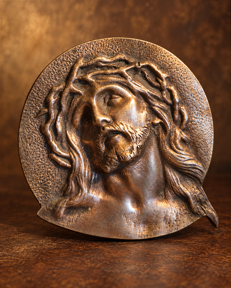 Medalhão Religioso em Bronze Cristo Ecce Homo