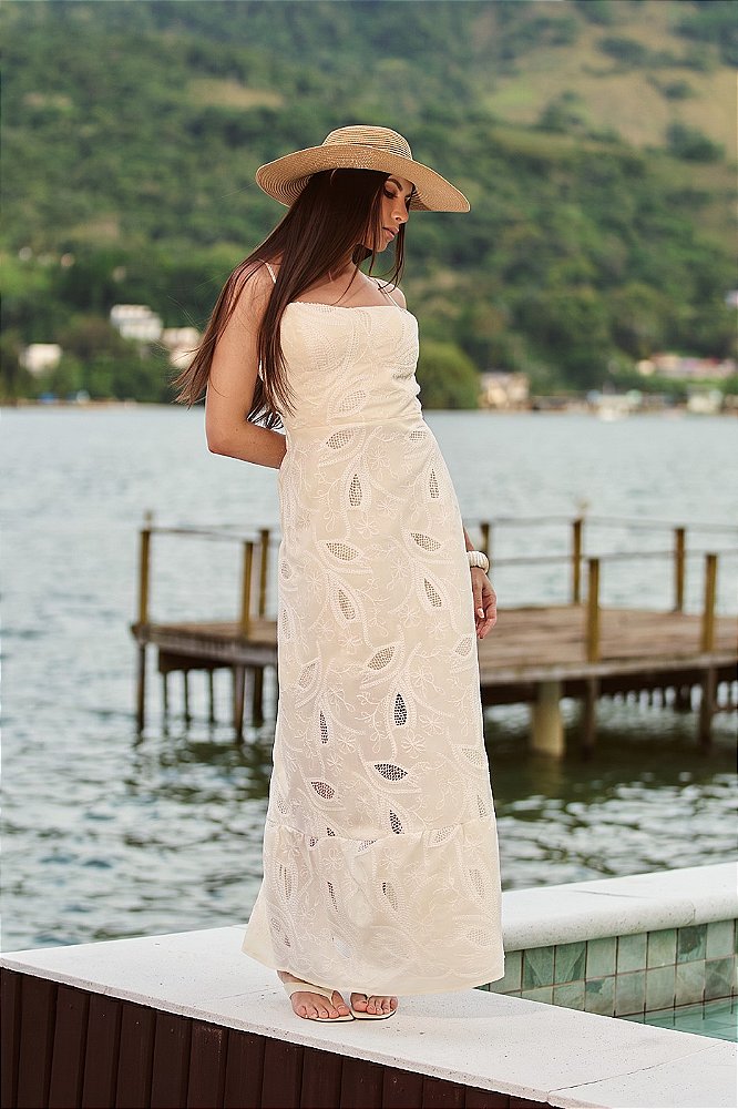 Vestido Longo Laise Alça Fina