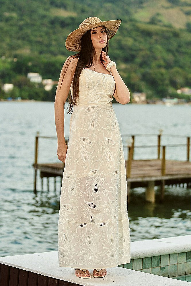 Vestido Longo Laise Alça Fina