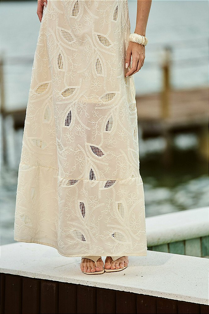 Vestido Longo Laise Alça Fina