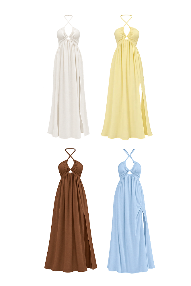 Vestido Viscose Busto Franzido com Amarração