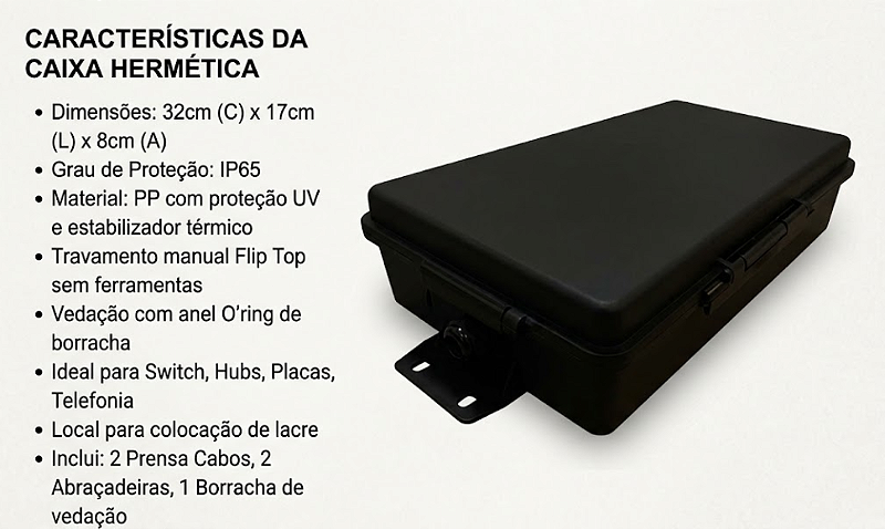 Caixa Hermética Longa - Preta