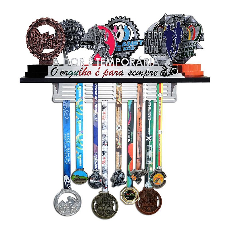 Porta Troféus e Medalhas Mountain Bike - A dor é temporária, O orgulho é para sempre