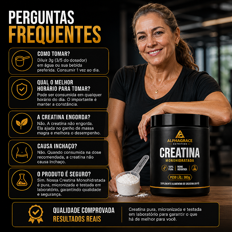 Creatina Monohidratada 300g 100% Pura Alto Desempenho