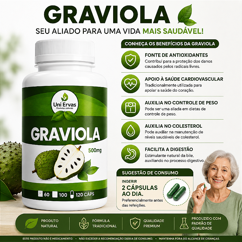 Graviola 120 Cápsulas 500mg
