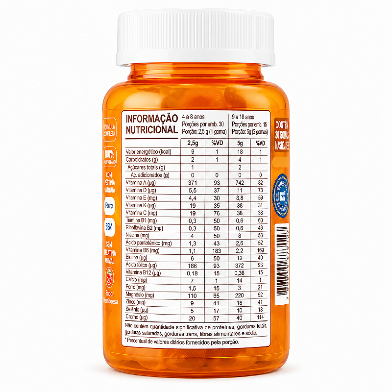 MultiVit AZ . Suplemento Multivitamínico de A a Z . Gummy KIDS . NutryDuniTê . 30 Gomas