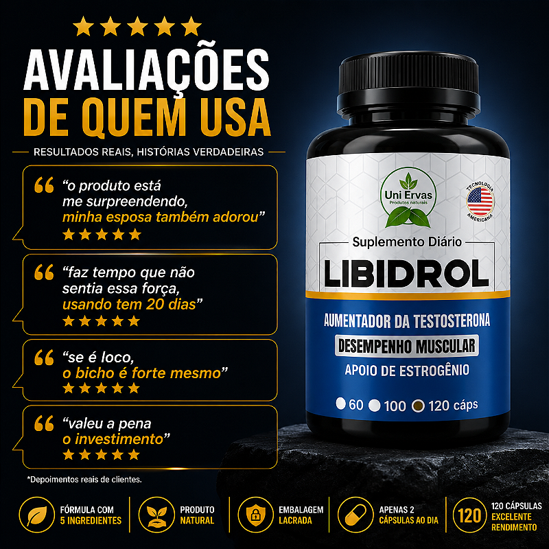 Libidrol 120 Cápsulas Maca Peruana Ginseng Guaraná