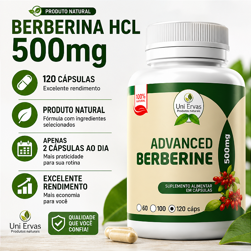 Berberina Advanced Berberine HCL 500mg 120 Cápsulas