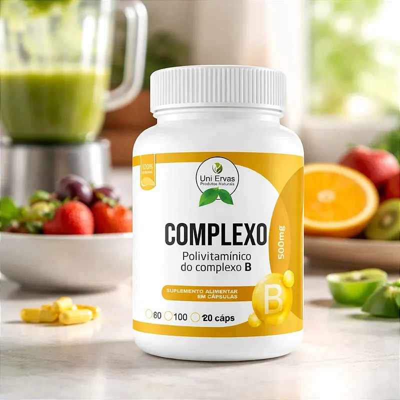 Complexo B 500 Mg Polivitamínico Uni Ervas 120 Cápsulas Vitaminas B1 B2 B3 B5 B6 B9 B12
