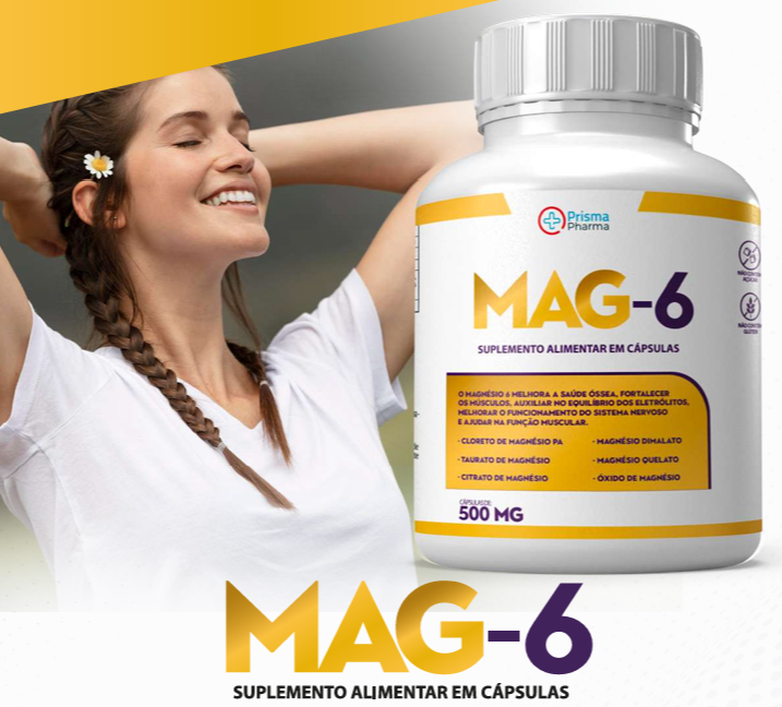 Mag6 - 6 Tipos de Magnésio Concentrado - 60 Capsulas