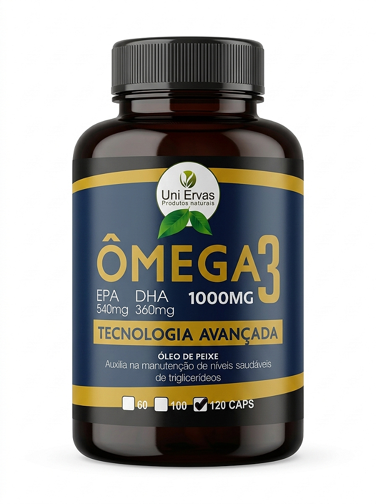 ÔMEGA 3 UNI ERVAS PREMIUM – Alta Concentração (540mg EPA / 360mg DHA) - 120 Cáps