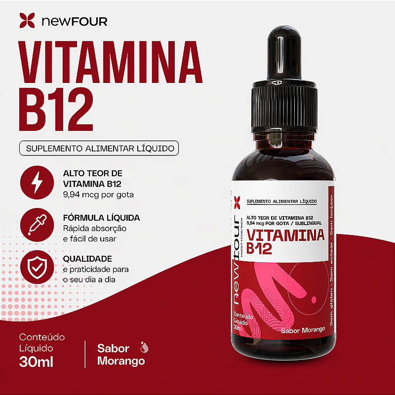 Vitamina B12 Metilcobalamina Sublingual 20 Ml 9 Mcg Morango