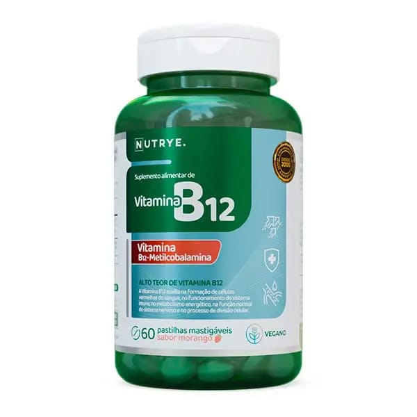 B12 Metilcobalamina . 60 Comprimidos Mastigaveis Sabor Morango