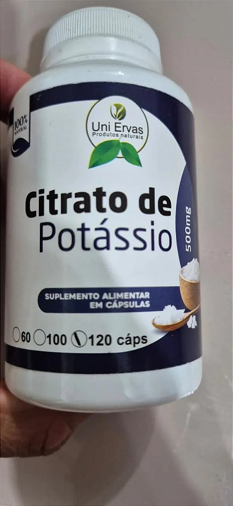 Citrato de Potássio 500 Mg 120 Capsulas Sem Sabor