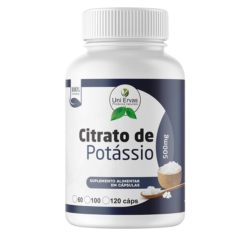 Citrato de Potássio 500 Mg 120 Capsulas Sem Sabor